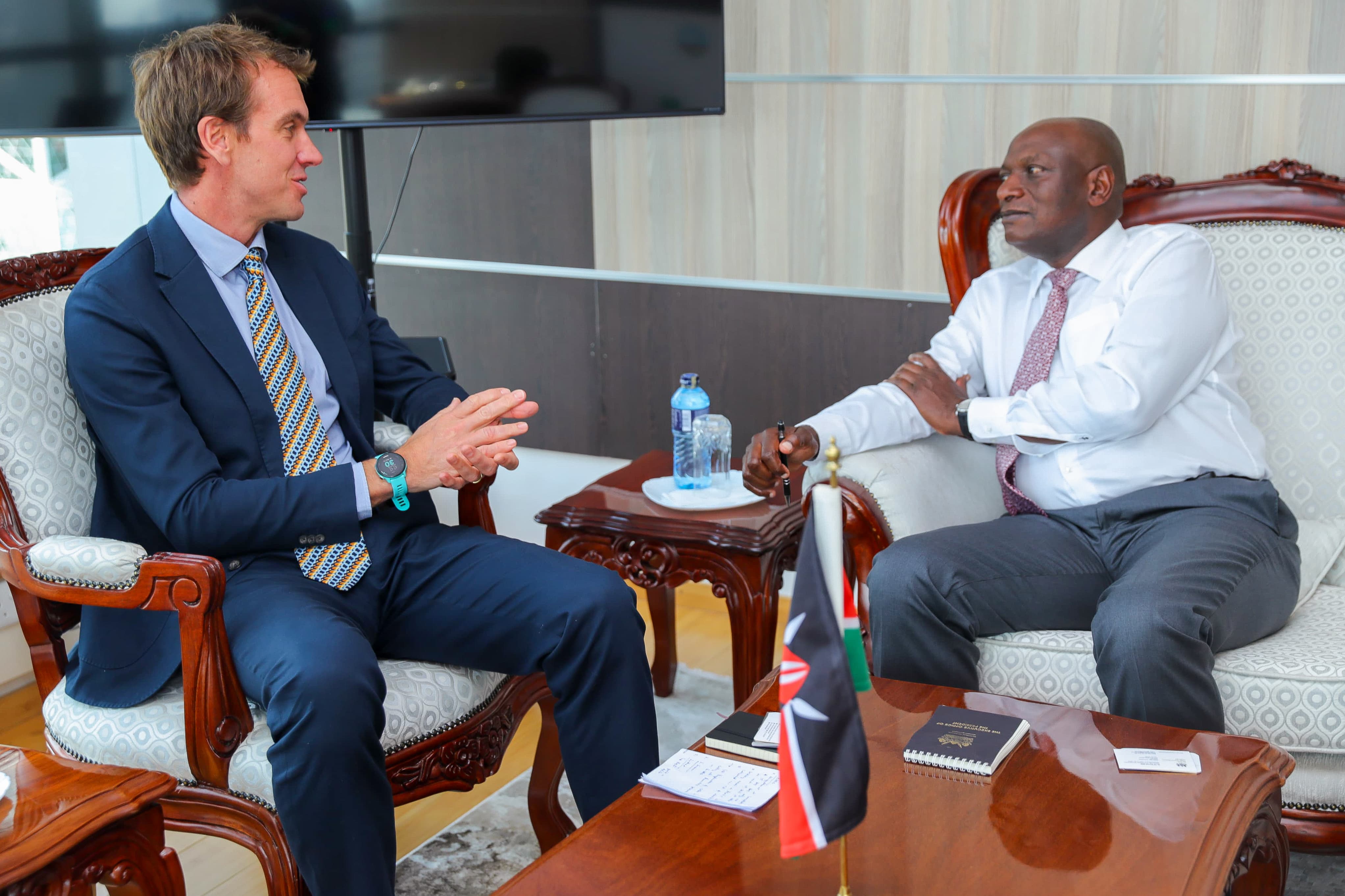 Hon. Charles Keter, Special Envoy for the Great Lakes Region meets with Dr. Ed Barnett MBE, Deputy High Commissioner, British High Commission in Nairobi. 