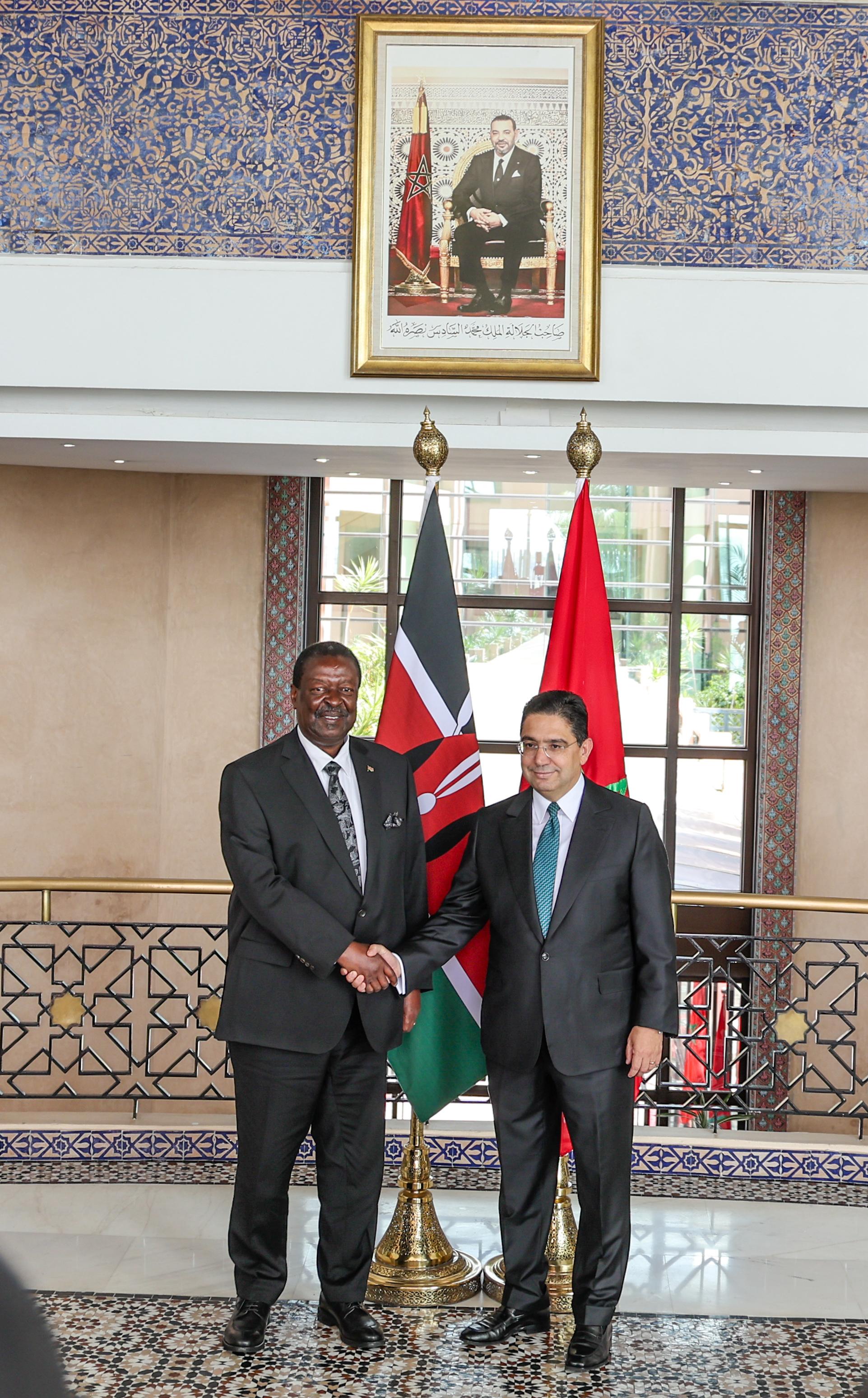 Prime Cabinet Secretary Dr. Musalia Mudavadi and his host, His Excellency Nasser Bourita, Moroccan Minister for Foreign Affairs.