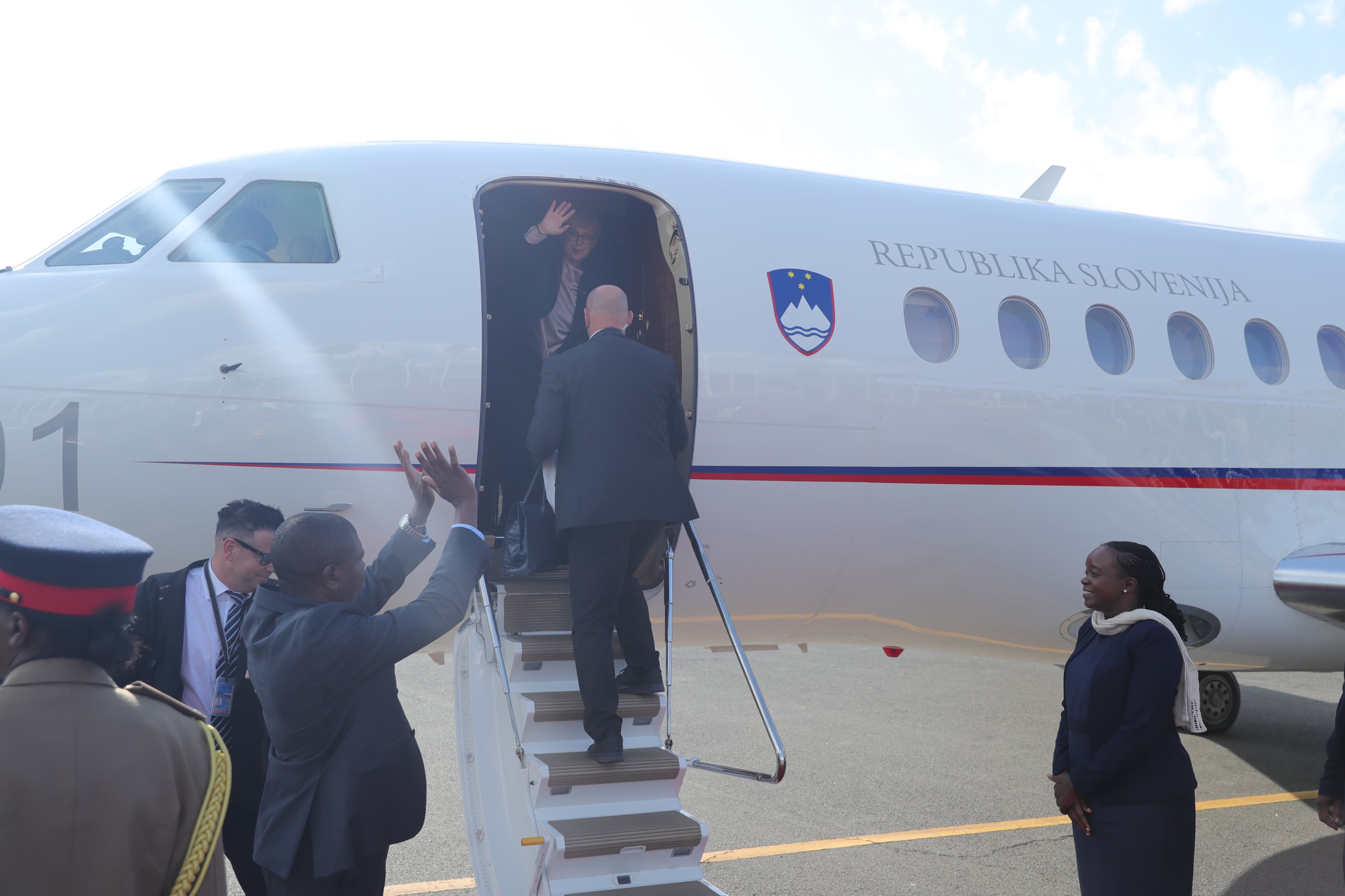 Amb. Maikara bids President Musar adieu at the JKIA 