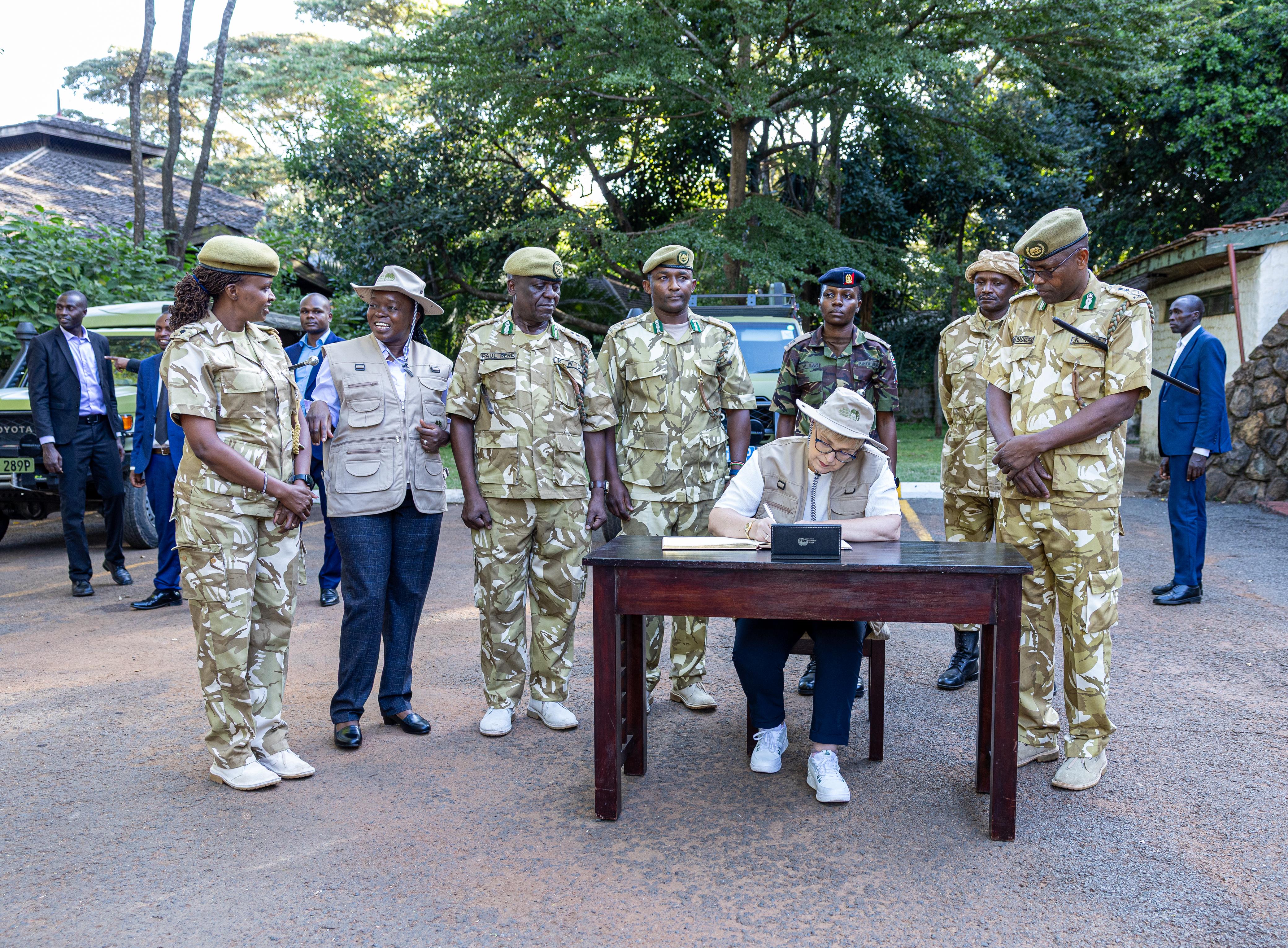 Signing the visitors book at the Nairobi National Park