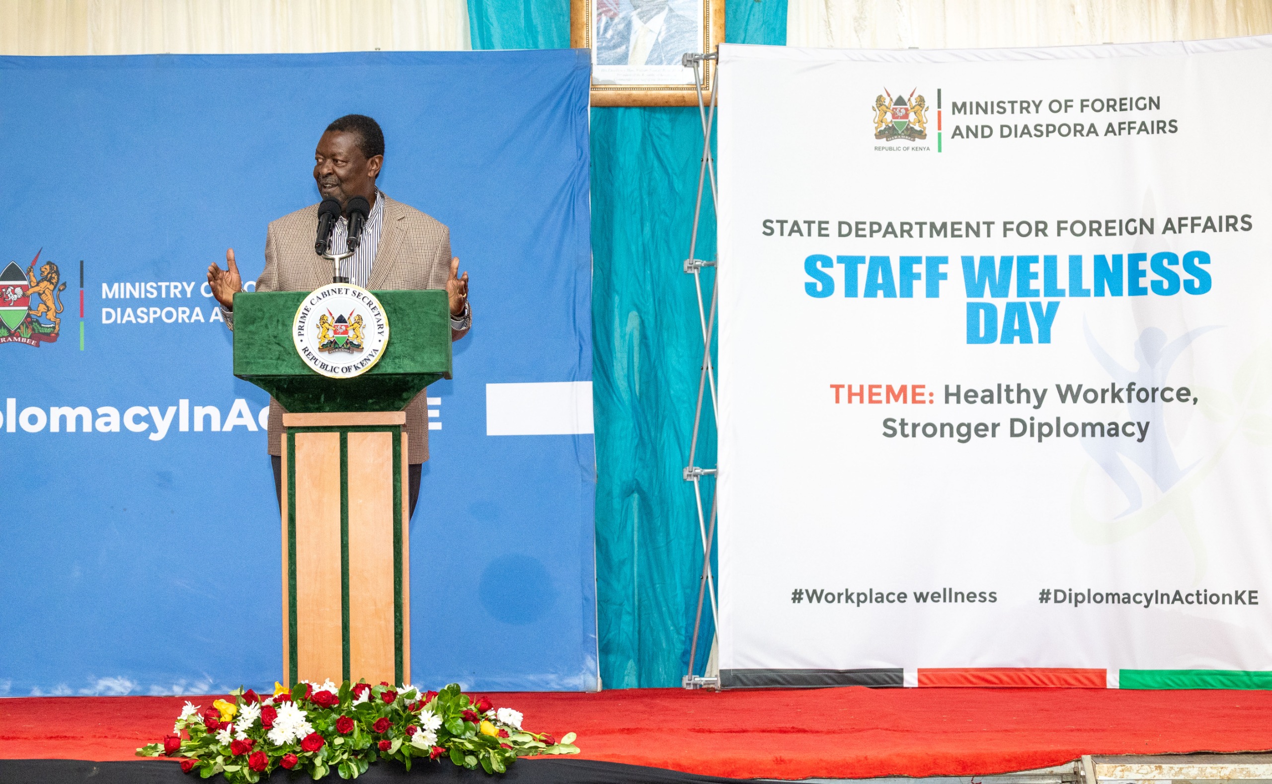 PCS Mudavadi makes his remarks during the staff wellness day