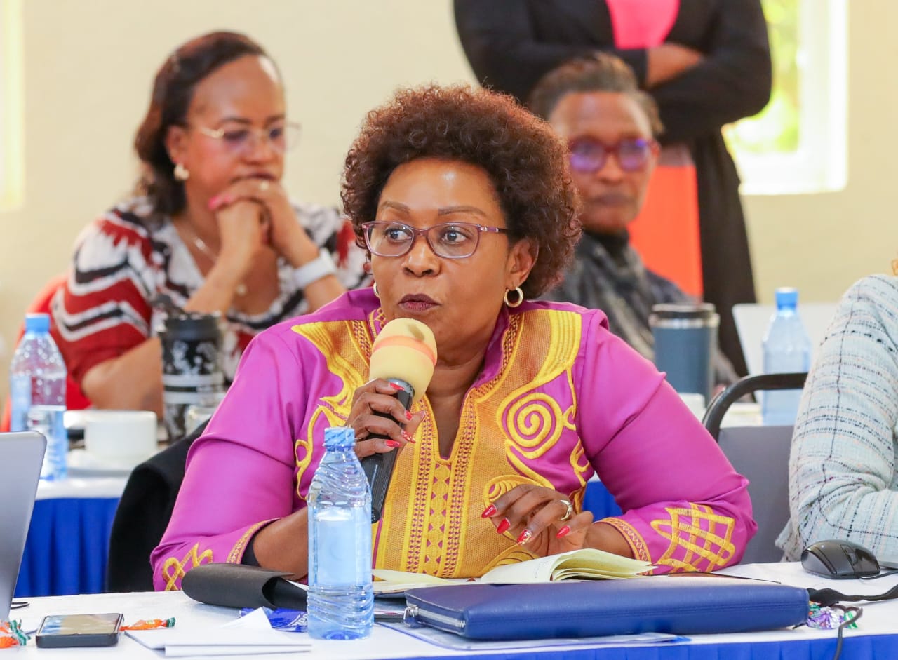 Amb. Jackline Yonga contributing during the Strategic Reflective Retreat