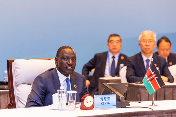 President Dr. William Ruto addressing a high-level meeting during FOCAC Summit in Beijing, China.