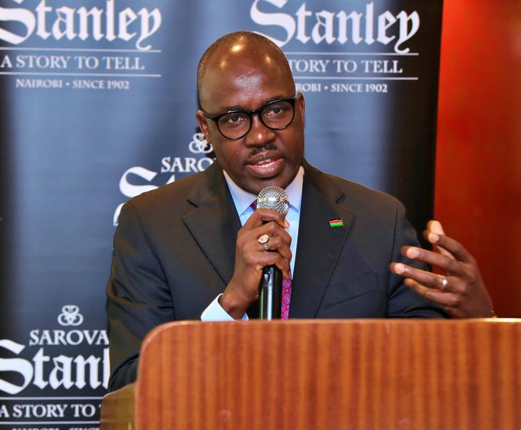 Principal Secretary Dr. Korir SingOei speaks at the Launch of African Carrier Corps celebration inauguration