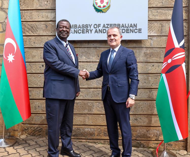Dr. Musalia Mudavadi and Minister Jeyhun Bayramov at the launch of the Azerbaijan Embassy in Kenya