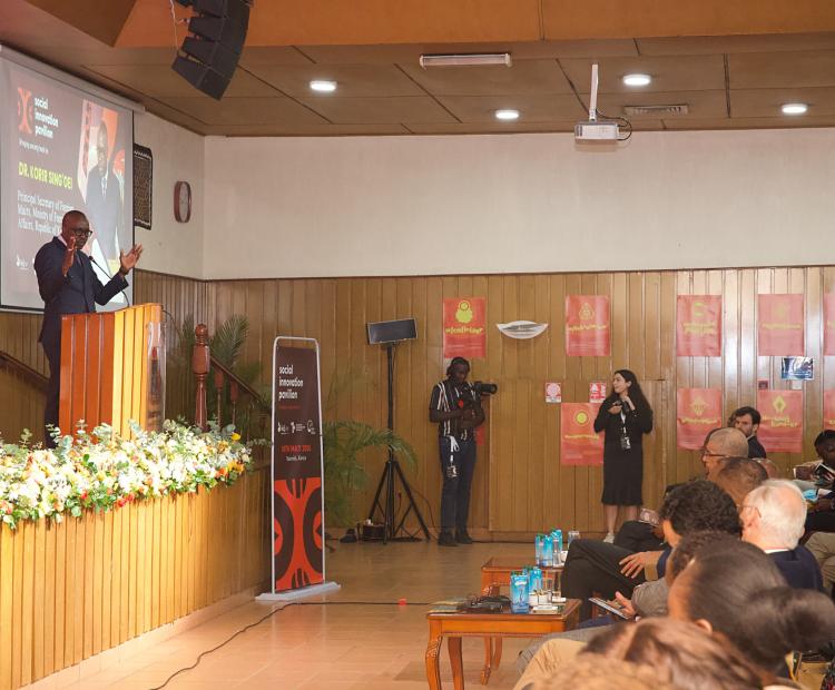 DR. KORIR SINGOEI DURING SOCIAL INNOVATION PAVILION IN STRATHMORE UNIVERSITY